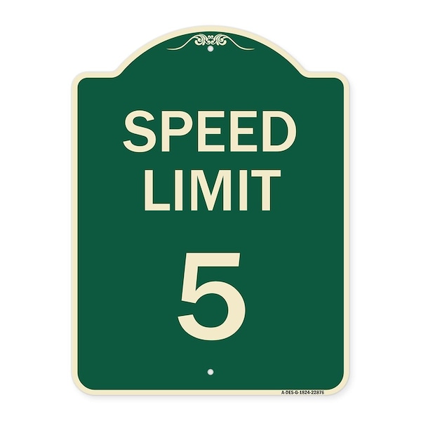 Speed Regulation Speed Limit 5 Mph Heavy-Gauge Aluminum Architectural Sign, 24" x 18", G-1824-22876
